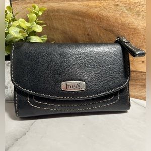 Fossil Black Leather Trifold Wallet